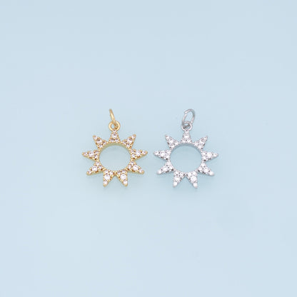 18K Gold Filled Sun CZ Charm Pendant for Jewelry Making