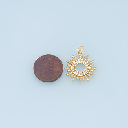 Gold CZ Sun Charms,18K Gold Filled Sun Pendant,celestial  Charm Bracelet Necklace for DIY Jewelry Making Supply