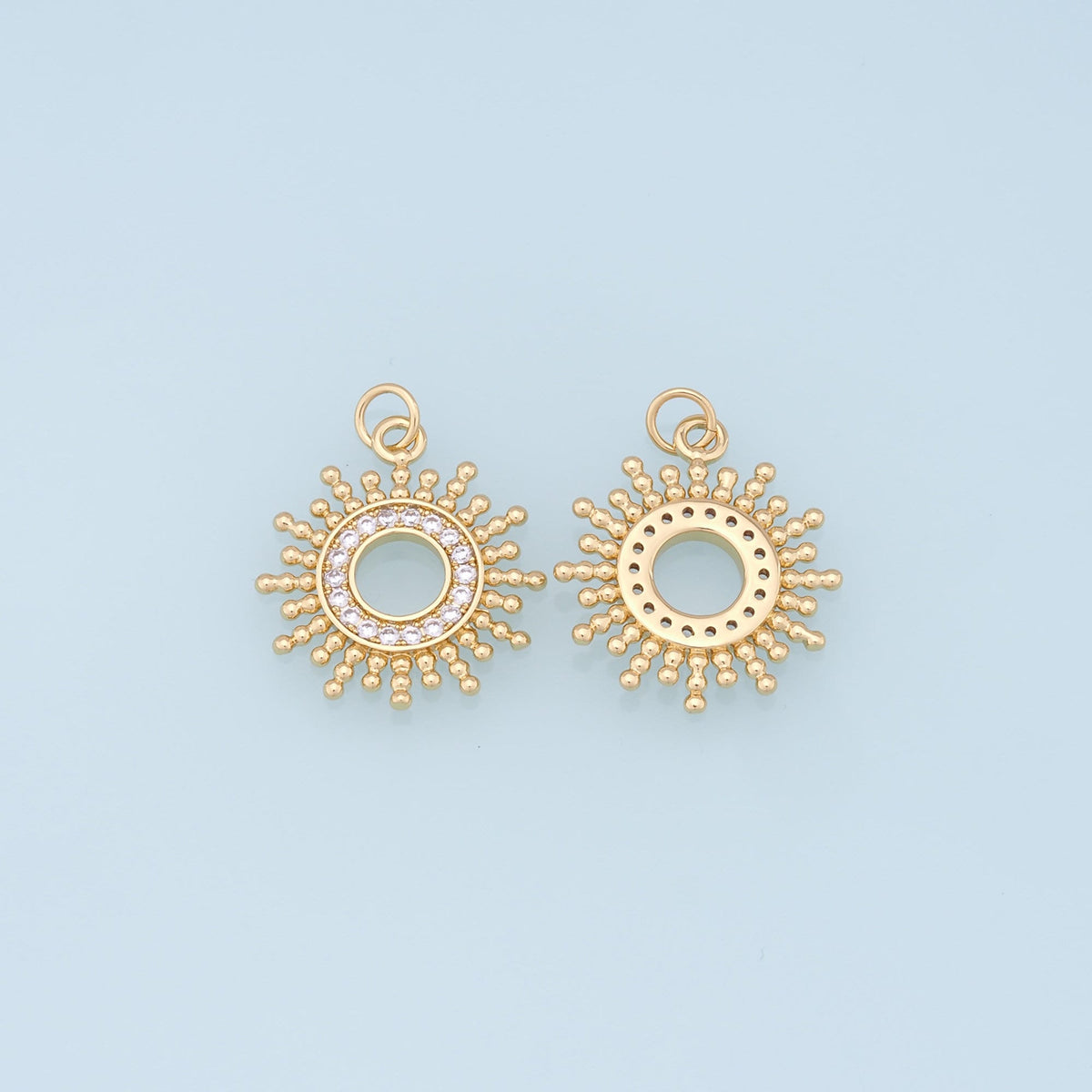 Gold CZ Sun Charms,18K Gold Filled Sun Pendant,celestial  Charm Bracelet Necklace for DIY Jewelry Making Supply