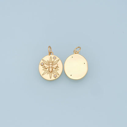 Gold Bee Star Charms,18K Gold Filled Starburst Pendant,North Star Charm Bracelet Necklace for DIY Jewelry Making Supply