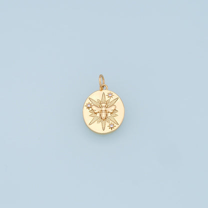 Gold Bee Star Charms,18K Gold Filled Starburst Pendant,North Star Charm Bracelet Necklace for DIY Jewelry Making Supply