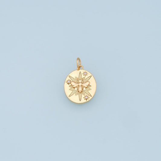 Gold Bee Star Charms,18K Gold Filled Starburst Pendant,North Star Charm Bracelet Necklace for DIY Jewelry Making Supply