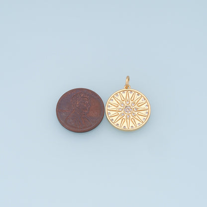 Gold CZ Sun Charms,18K Gold Filled Sun Pendant,celestial  Charm Bracelet Necklace for DIY Jewelry Making Supply
