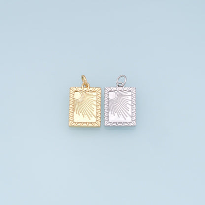 Gold Square Sun Charms,18K Gold Filled Sun Pendant,celestial  Charm Bracelet Necklace for DIY Jewelry Making Supply