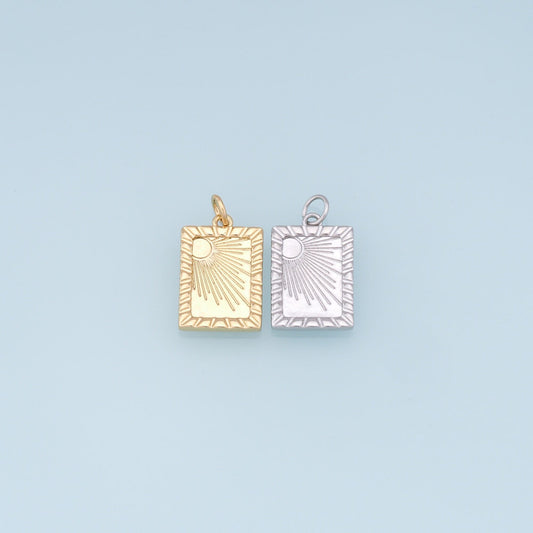 Gold Square Sun Charms,18K Gold Filled Sun Pendant,celestial  Charm Bracelet Necklace for DIY Jewelry Making Supply