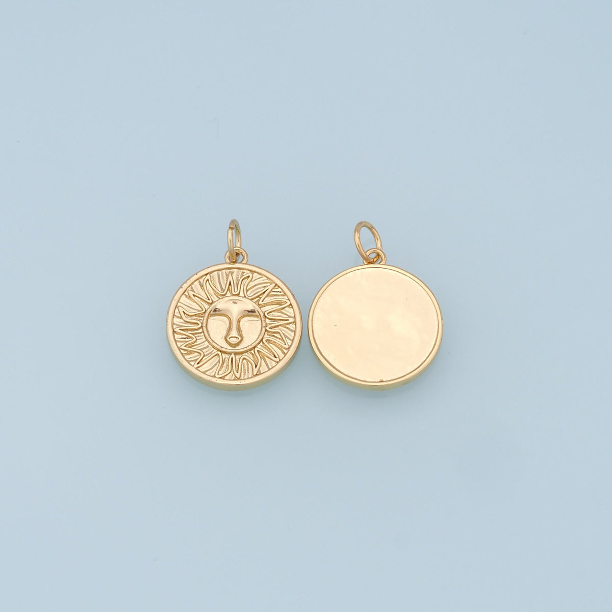 Gold Sun Charms,18K Gold Filled Round Pendant,Celestial Charm Bracelet Necklace for DIY Jewelry Making Supply