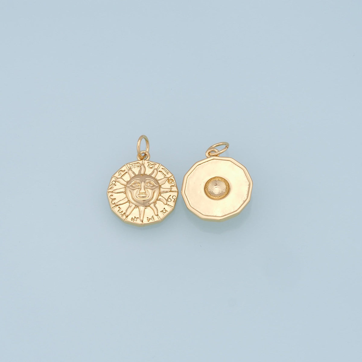 18K Gold Filled Sun Charm Pendant for Jewelry Making