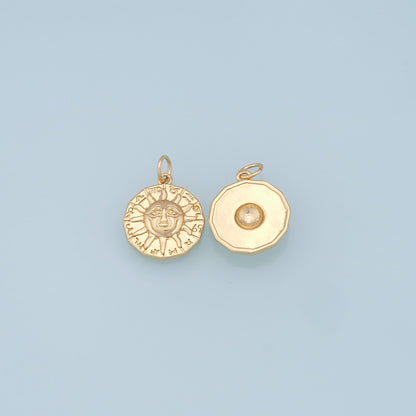 18K Gold Filled Sun Charm Pendant for Jewelry Making