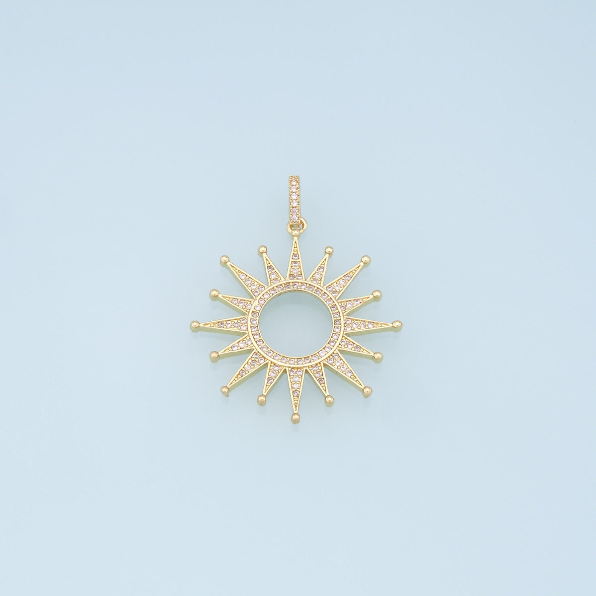 Gold CZ Sun Charms,18K Gold Filled Sun Pendant,celestial  Charm Bracelet Necklace for DIY Jewelry Making Supply