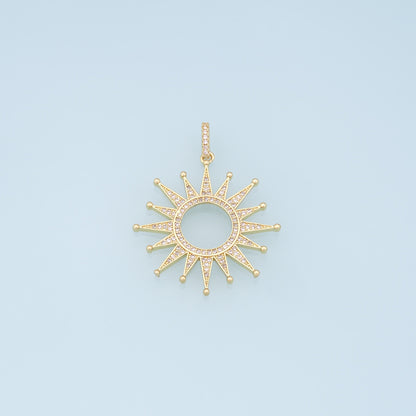 Gold CZ Sun Charms,18K Gold Filled Sun Pendant,celestial  Charm Bracelet Necklace for DIY Jewelry Making Supply