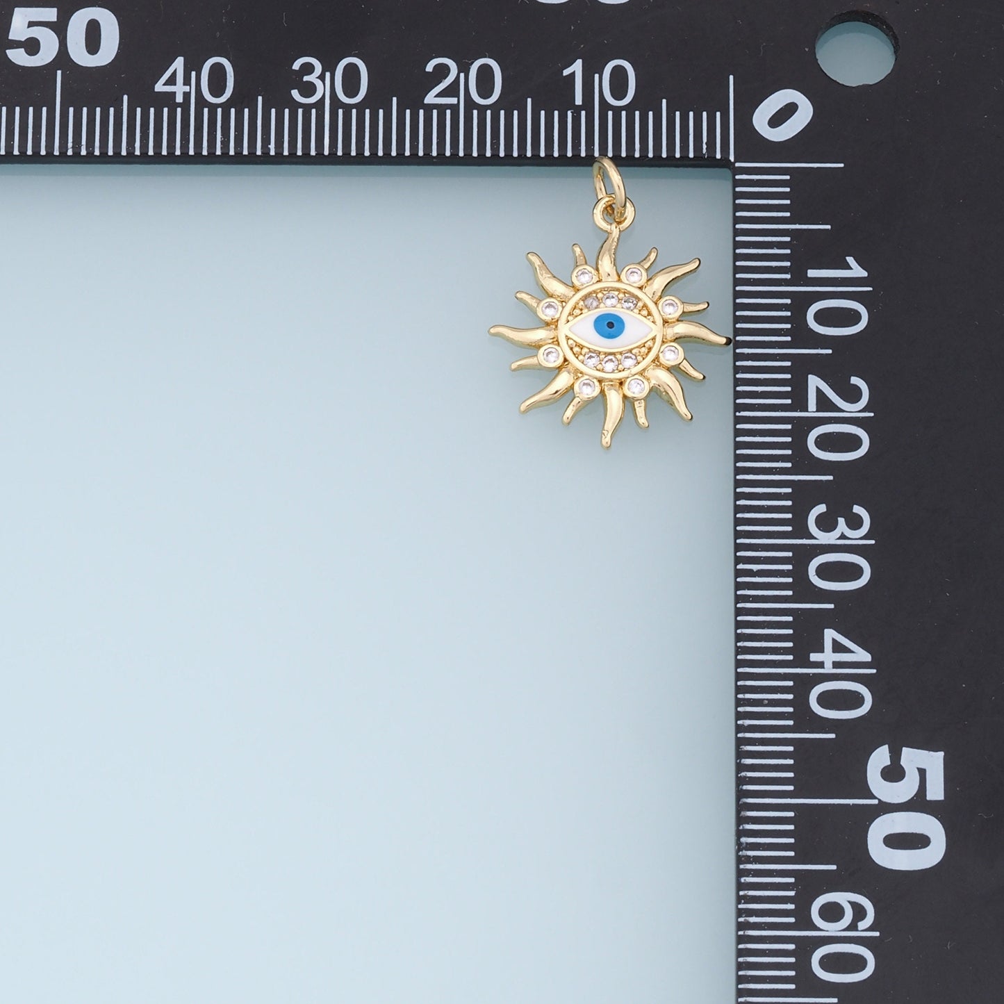 Gold Sun Evil Eye Charms,18K Gold Filled Sun Pendant,Blue Evil Eye Charm Bracelet Necklace for DIY Jewelry Making Supply