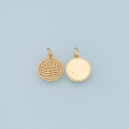 Gold element Charms,18K Gold Filled Fire Wind Earth Water Pendant,Element Charm Bracelet Necklace for DIY Jewelry Making Supply