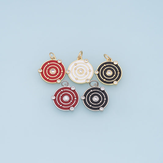 Gold Round Space Charms,18K Gold Filled Enamel Space Pendant,Space Charm Bracelet Necklace for DIY Jewelry Making Supply