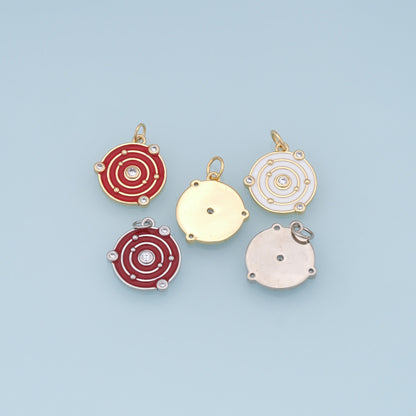 Gold Round Space Charms,18K Gold Filled Enamel Space Pendant,Space Charm Bracelet Necklace for DIY Jewelry Making Supply