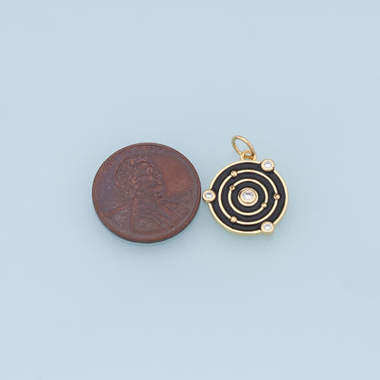 Gold Round Space Charms,18K Gold Filled Enamel Space Pendant,Space Charm Bracelet Necklace for DIY Jewelry Making Supply