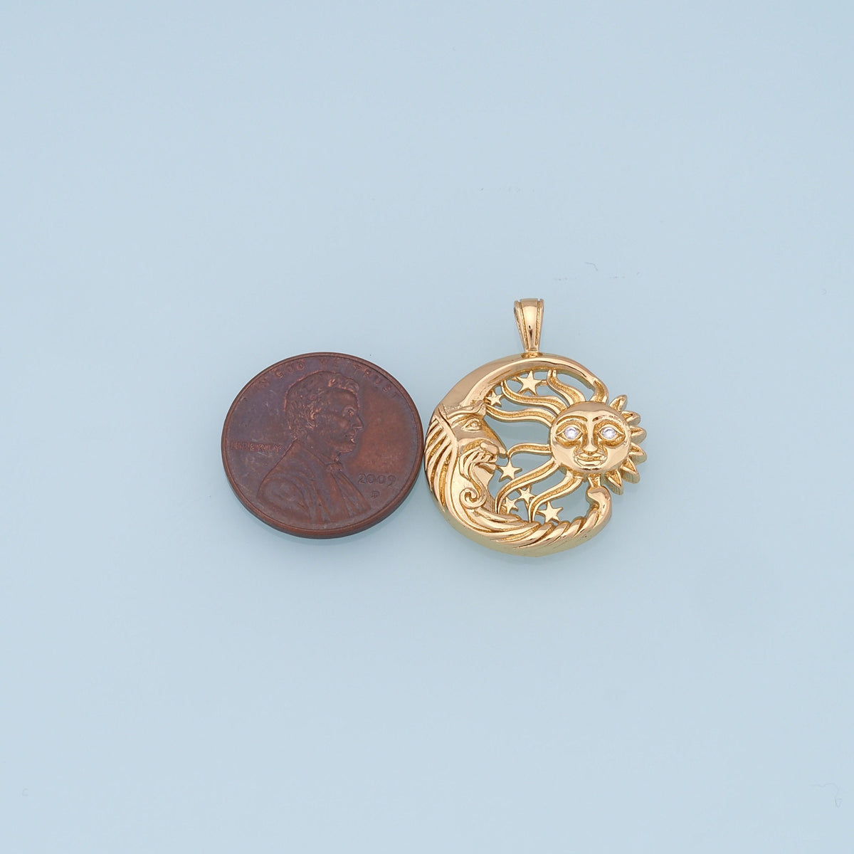 Gold Moon Sun Charms,18K Gold Filled Sun Pendant,Celestial Charm Bracelet Necklace for DIY Jewelry Making Supply