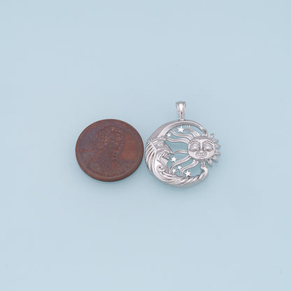 Gold Moon Sun Charms,18K Gold Filled Sun Pendant,Celestial Charm Bracelet Necklace for DIY Jewelry Making Supply
