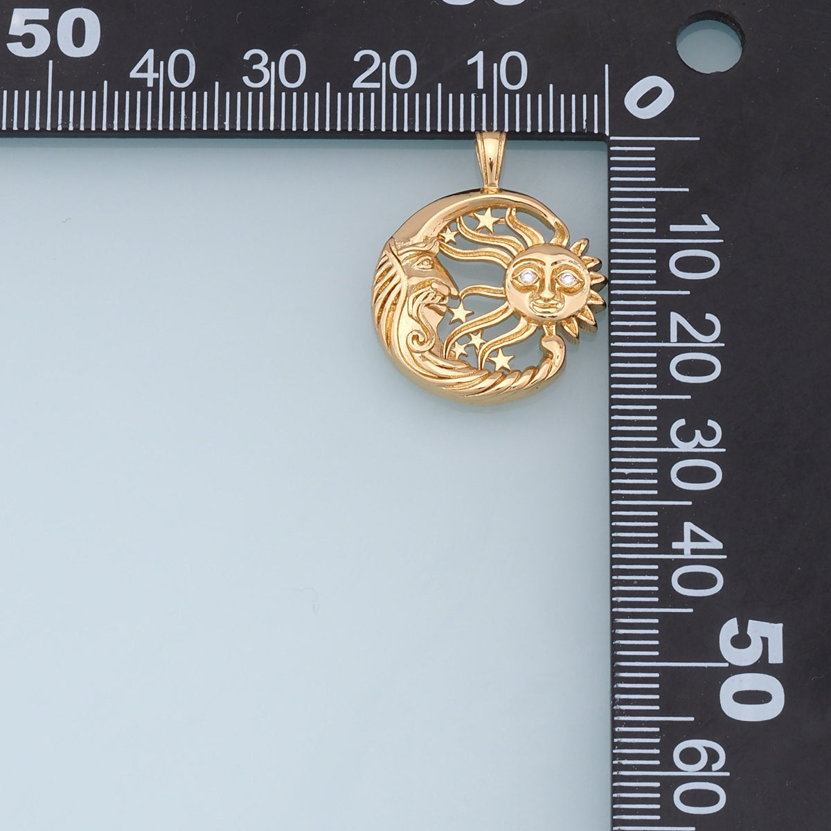 Gold Moon Sun Charms,18K Gold Filled Sun Pendant,Celestial Charm Bracelet Necklace for DIY Jewelry Making Supply