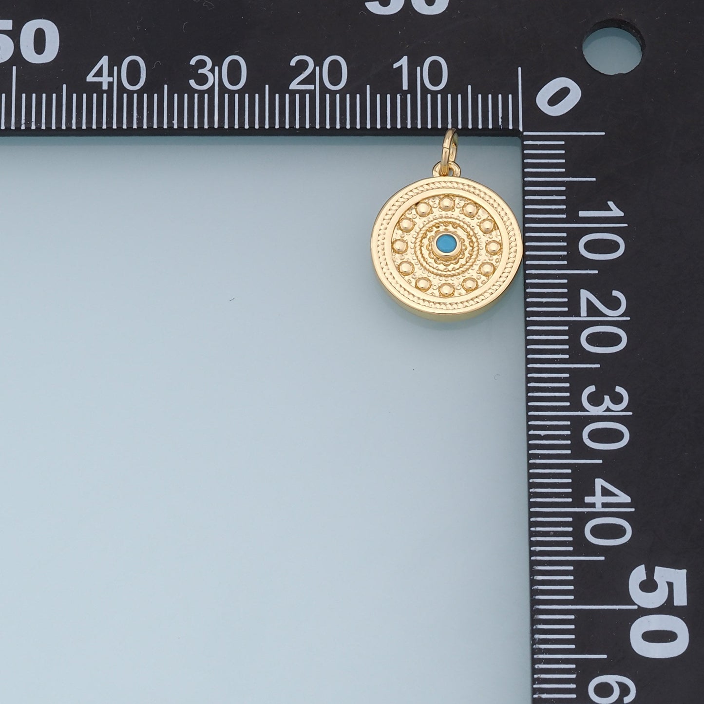18K Gold Filled Evil Eye Pendant,Round Evil Eye Charm Bracelet Necklace for DIY Jewelry Making Supply