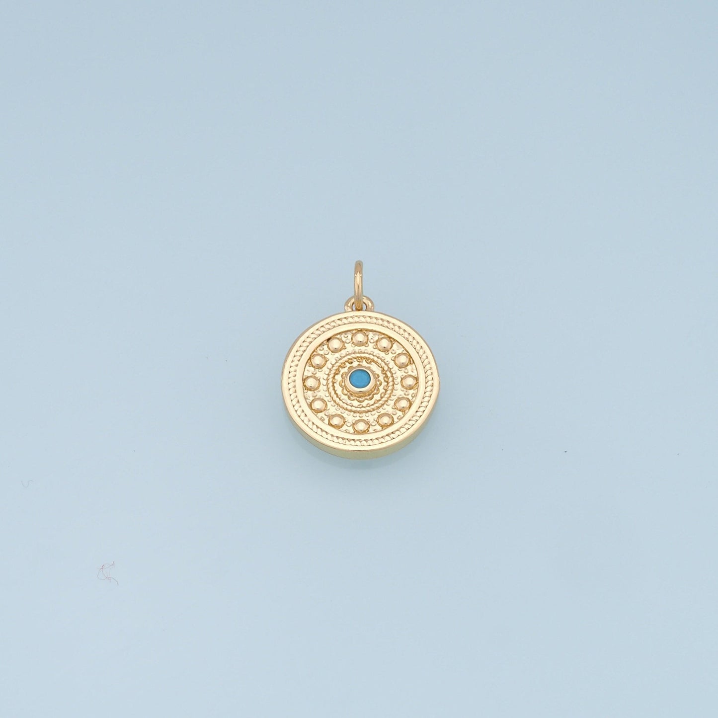 18K Gold Filled Evil Eye Pendant,Round Evil Eye Charm Bracelet Necklace for DIY Jewelry Making Supply