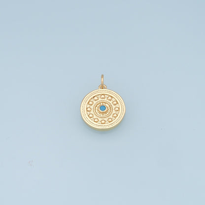 18K Gold Filled Evil Eye Pendant,Round Evil Eye Charm Bracelet Necklace for DIY Jewelry Making Supply