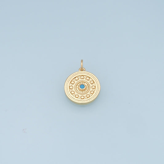 18K Gold Filled Evil Eye Pendant,Round Evil Eye Charm Bracelet Necklace for DIY Jewelry Making Supply