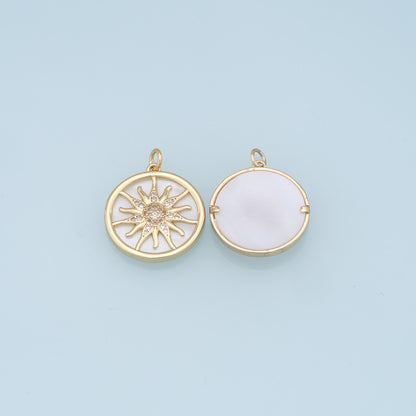 Gold Sun Charms,18K Gold Filled Sun Pendant,celestial  Charm Bracelet Necklace for DIY Jewelry Making Supply