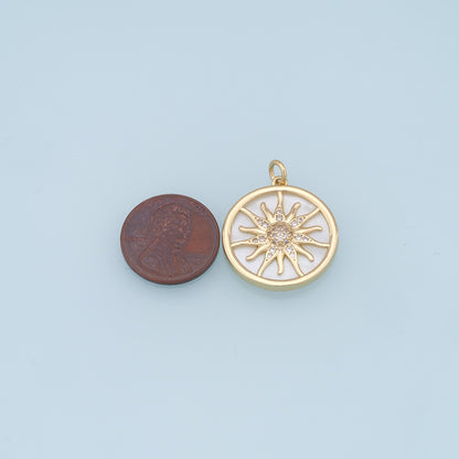 Gold Sun Charms,18K Gold Filled Sun Pendant,celestial  Charm Bracelet Necklace for DIY Jewelry Making Supply