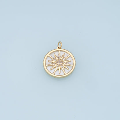 Gold Sun Charms,18K Gold Filled Sun Pendant,celestial  Charm Bracelet Necklace for DIY Jewelry Making Supply
