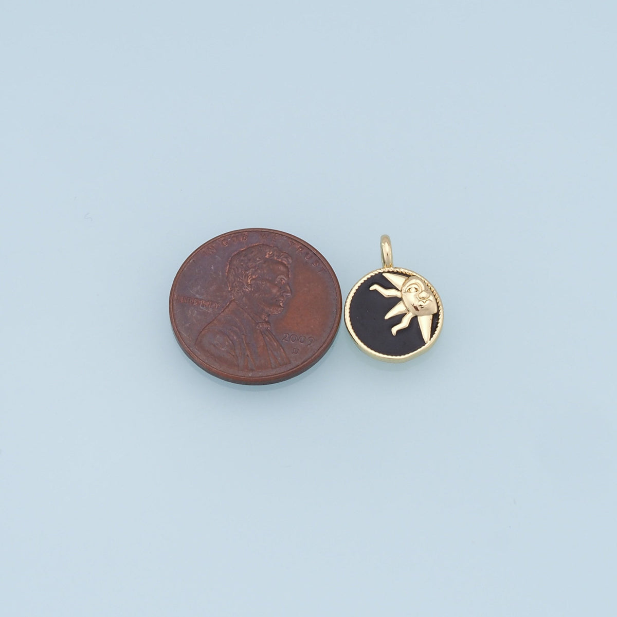Gold Sun Charms,18K Gold Filled Round Coin Pendant,Sun Charm Bracelet Necklace for DIY Jewelry Making Supply