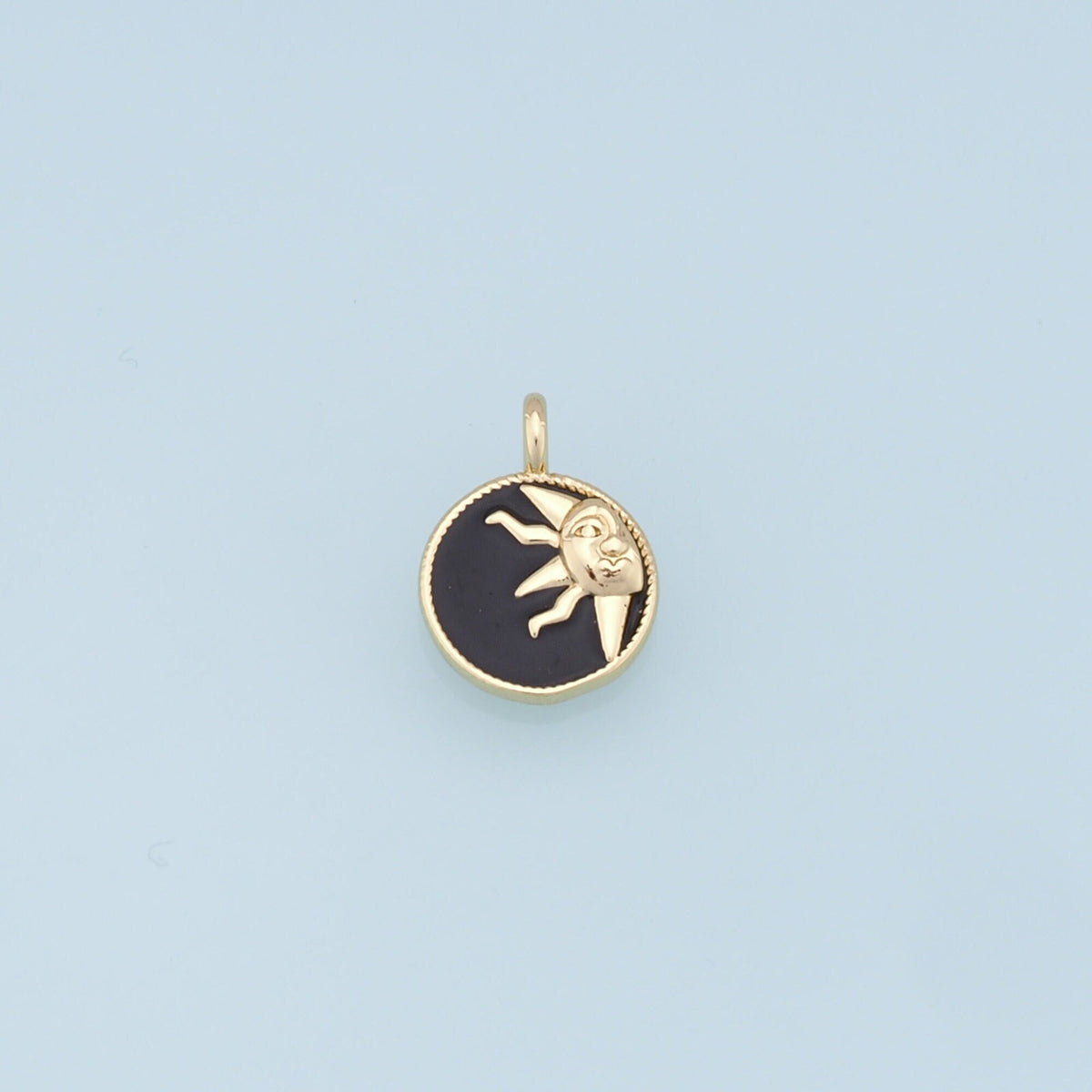 Gold Sun Charms,18K Gold Filled Round Coin Pendant,Sun Charm Bracelet Necklace for DIY Jewelry Making Supply