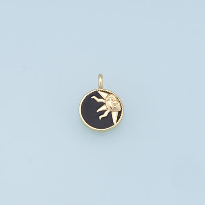 Gold Sun Charms,18K Gold Filled Round Coin Pendant,Sun Charm Bracelet Necklace for DIY Jewelry Making Supply