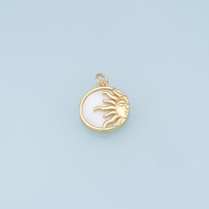 Gold Sun Charms,18K Gold Filled Round Coin Pendant,Sun Charm Bracelet Necklace for DIY Jewelry Making Supply