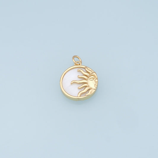 Gold Sun Charms,18K Gold Filled Round Coin Pendant,Sun Charm Bracelet Necklace for DIY Jewelry Making Supply