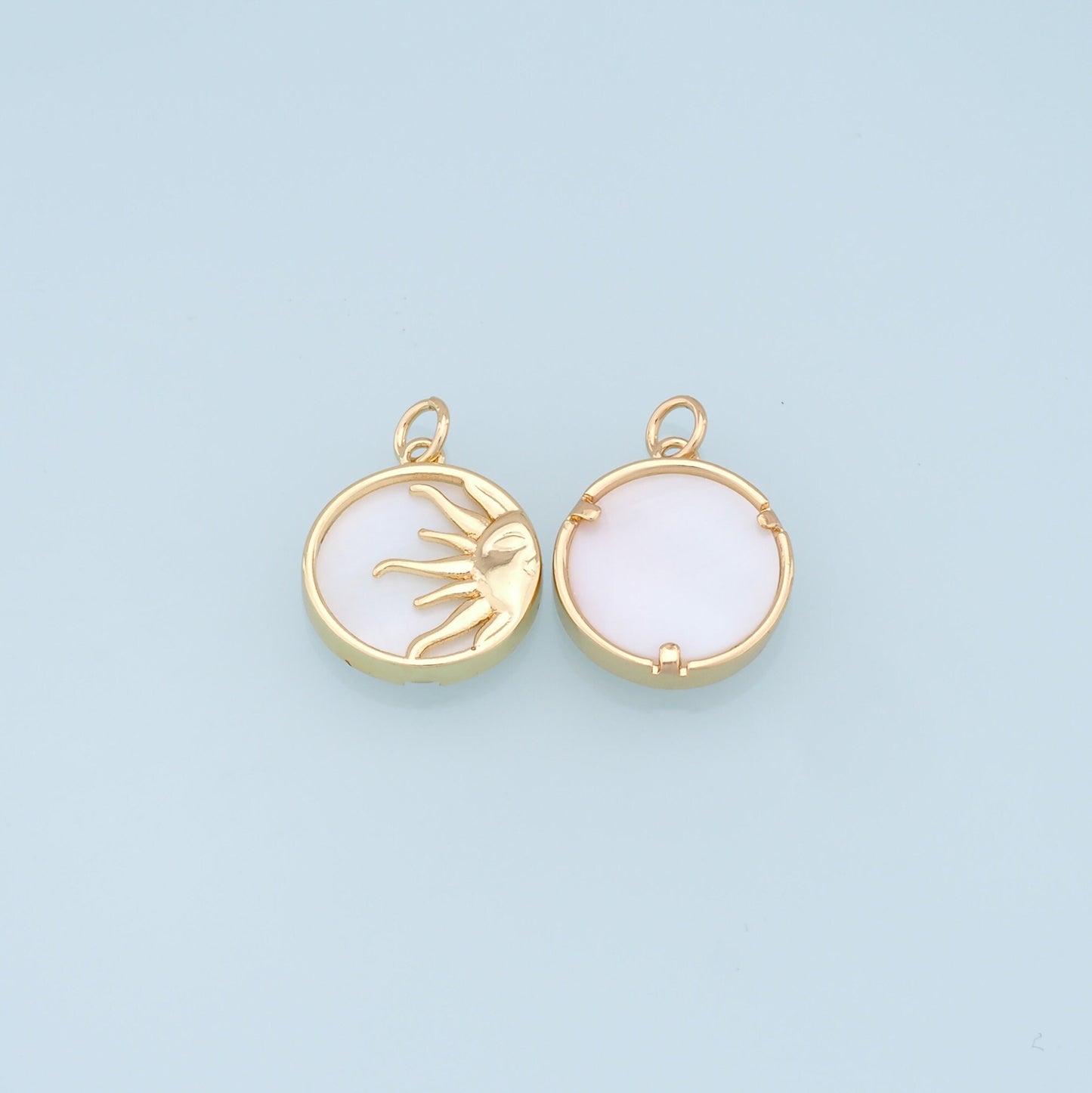 Gold Sun Charms,18K Gold Filled Round Coin Pendant,Sun Charm Bracelet Necklace for DIY Jewelry Making Supply