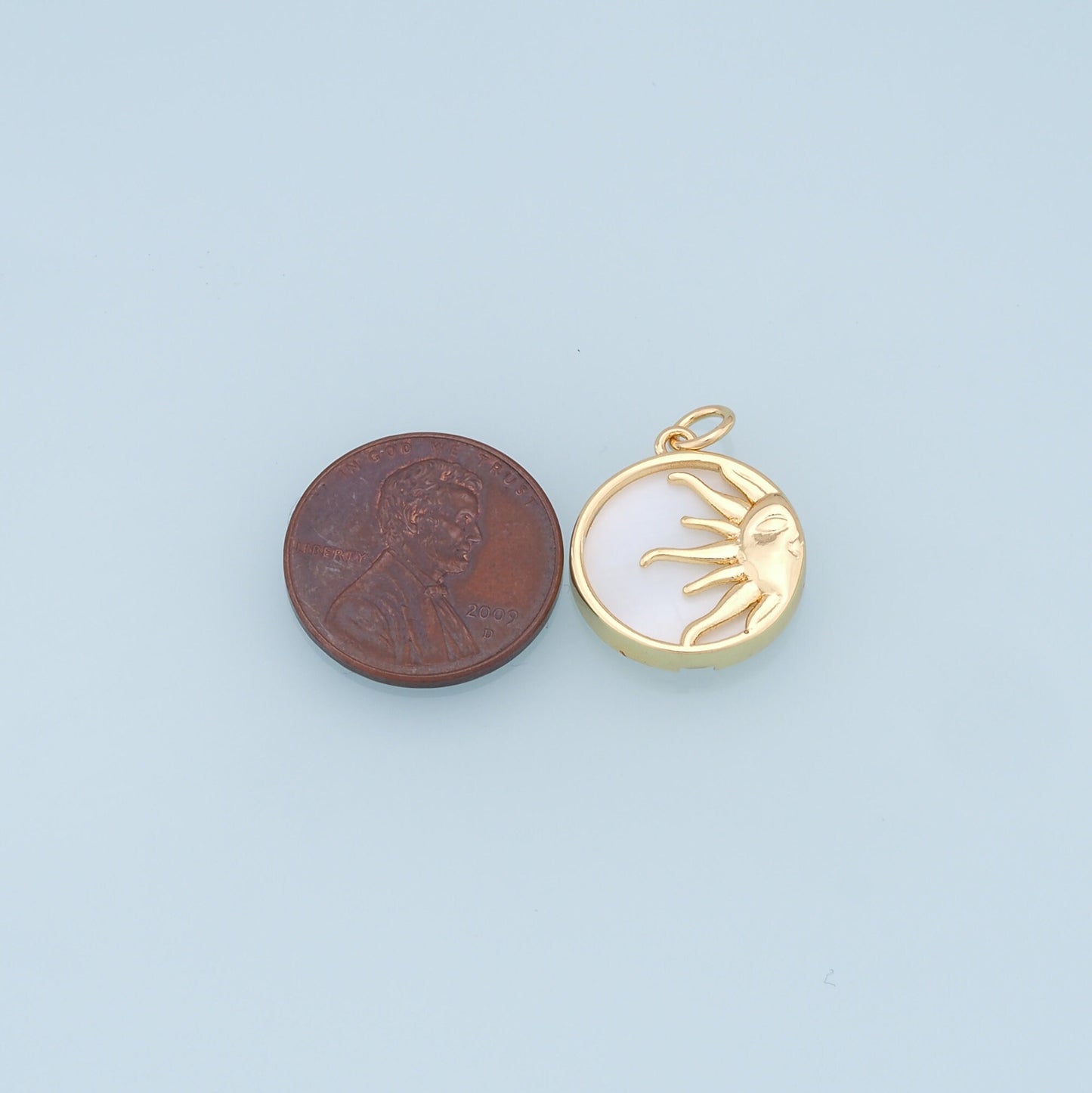 Gold Sun Charms,18K Gold Filled Round Coin Pendant,Sun Charm Bracelet Necklace for DIY Jewelry Making Supply