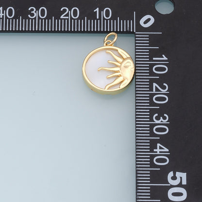 Gold Sun Charms,18K Gold Filled Round Coin Pendant,Sun Charm Bracelet Necklace for DIY Jewelry Making Supply