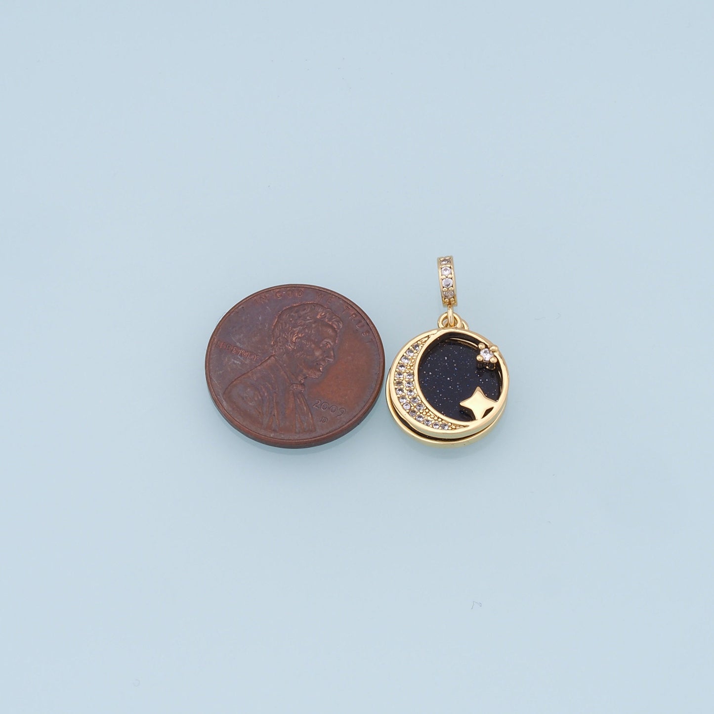 Gold Moon Star Charms,18K Gold Filled CZ Star Pendant,Celestial Charm Bracelet Necklace for DIY Jewelry Making Supply