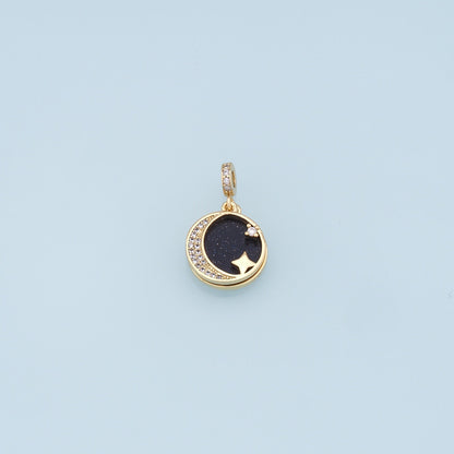 Gold Moon Star Charms,18K Gold Filled CZ Star Pendant,Celestial Charm Bracelet Necklace for DIY Jewelry Making Supply