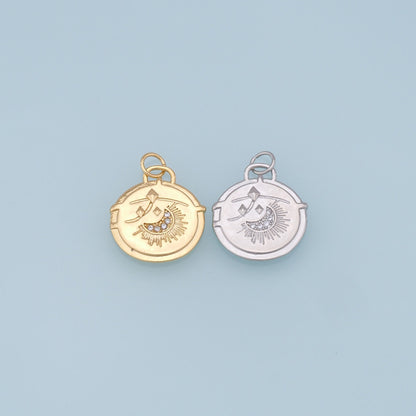 Gold Moon Star Charms,18K Gold Filled CZ Sun Pendant,Celestial Charm Bracelet Necklace for DIY Jewelry Making Supply
