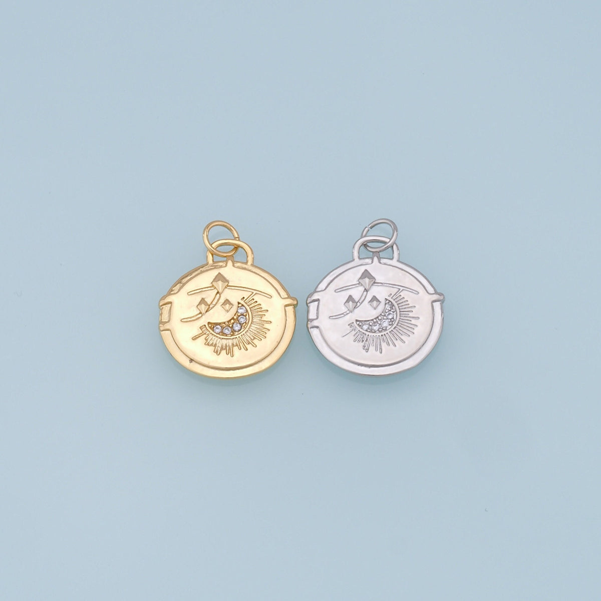 18K Gold Filled Moon CZ Charm Pendant for Jewelry Making