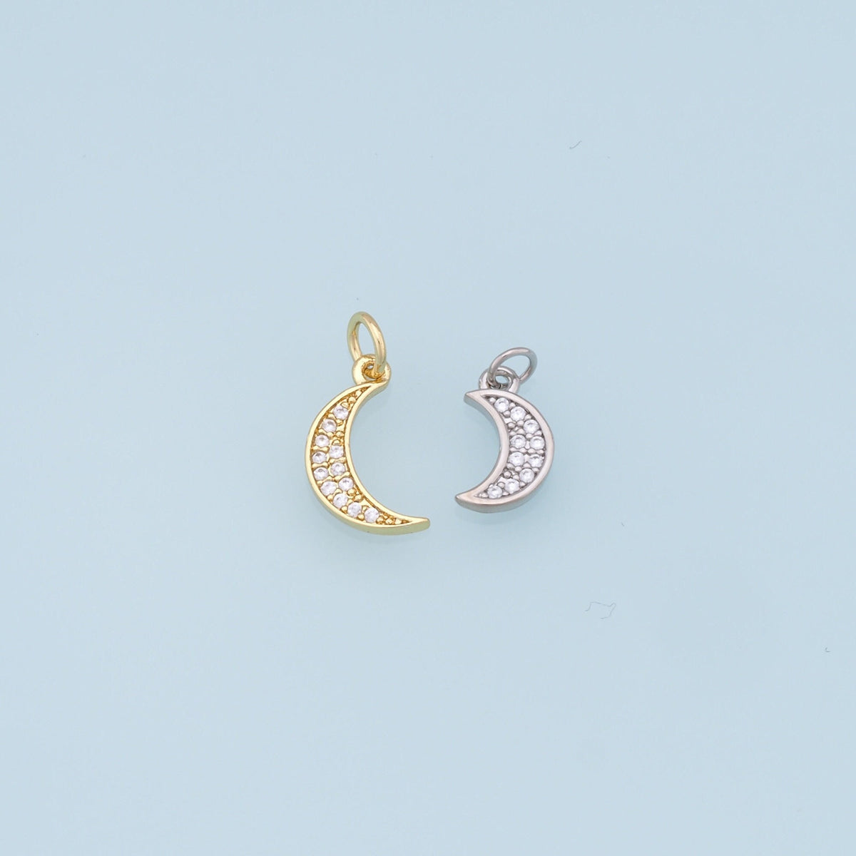 18K Gold Filled Moon CZ Charm Pendant for Jewelry Making