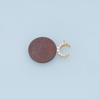 Gold Moon Charms,18K Gold Filled Moon Pendant,CZ Micro Pave Star Charm Bracelet Necklace for DIY Jewelry Making Supply