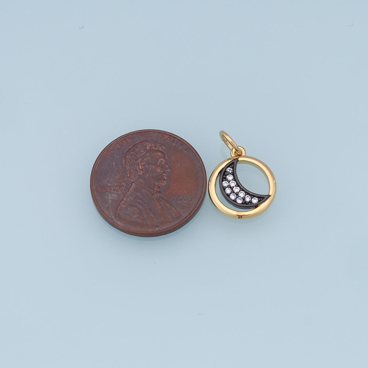 18K Gold Filled Moon CZ Charm Pendant for Jewelry Making