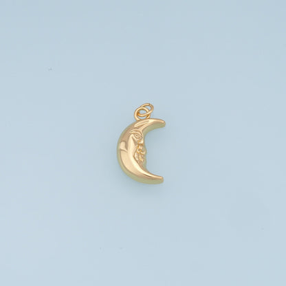 Gold Moon Charms,18K Gold Filled Moon Pendant,CZ Micro Pave Celestial Charm Bracelet Necklace for DIY Jewelry Making Supply
