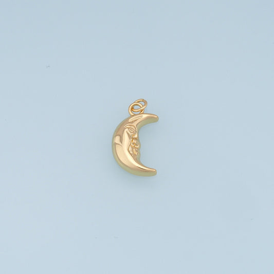 Gold Moon Charms,18K Gold Filled Moon Pendant,CZ Micro Pave Celestial Charm Bracelet Necklace for DIY Jewelry Making Supply