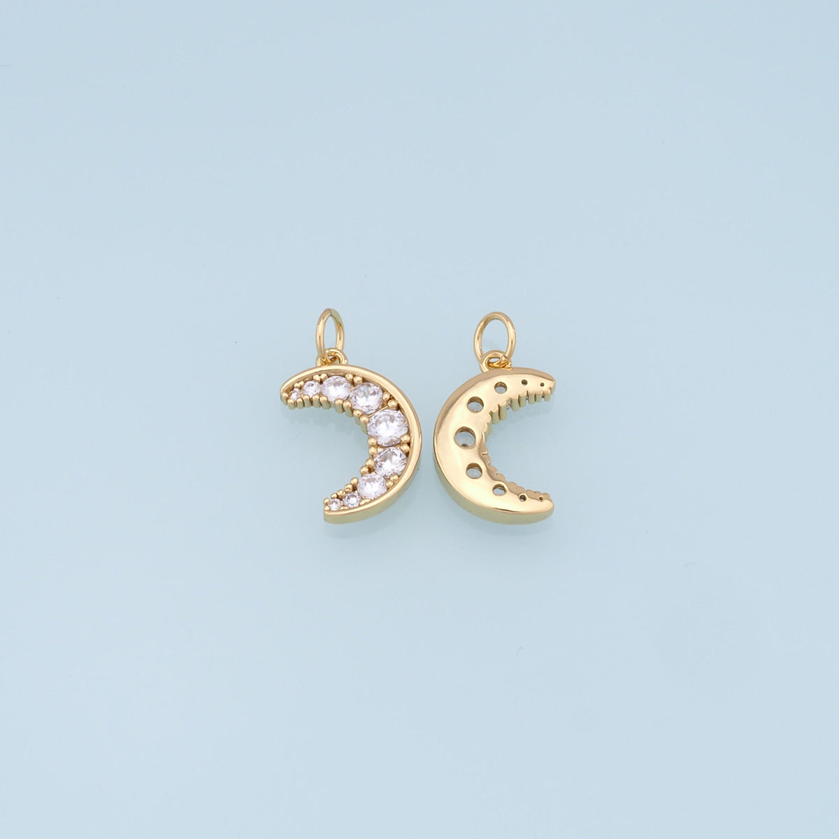 Gold Moon Charms,18K Gold Filled Moon Pendant,CZ Micro Pave Star Charm Bracelet Necklace for DIY Jewelry Making Supply