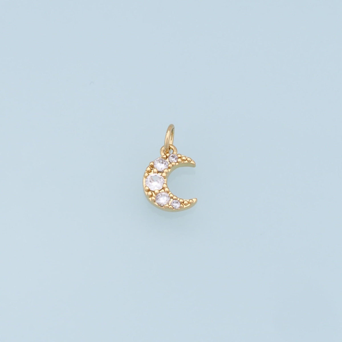 18K Gold Filled Moon CZ Charm Pendant for Jewelry Making