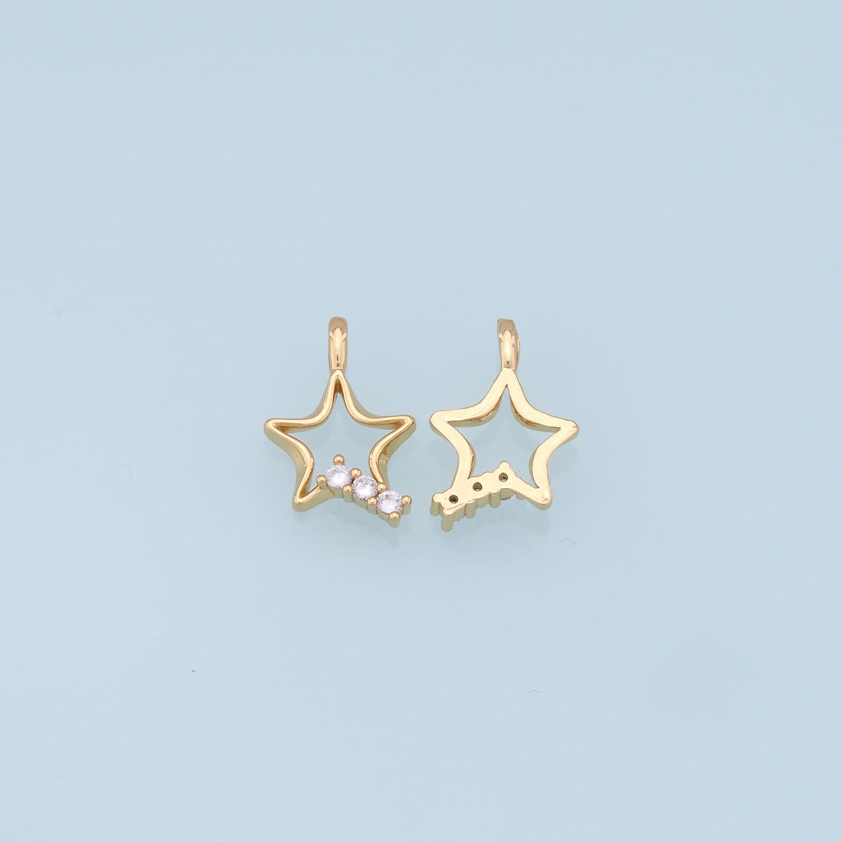18K Gold Filled Star Pendant,CZ Micro Pave Star Charm Bracelet Necklace for DIY Jewelry Making Supply