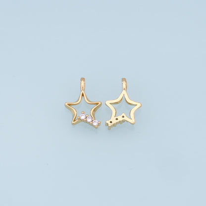 18K Gold Filled Star Pendant,CZ Micro Pave Star Charm Bracelet Necklace for DIY Jewelry Making Supply